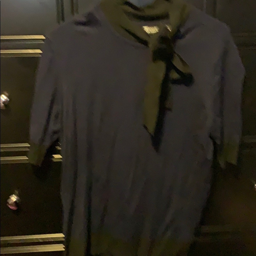 Shirt sleeve sweater with tie neck